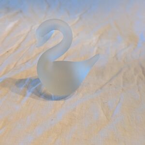 2/30$ Frosted White Glass Swan Figurine - Decorative Accent